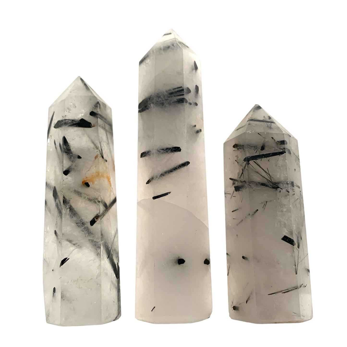 NOIR RUTILÉ en quartz plus clair - Points polis - Moyen 6 - 8 cm - par gramme - Chine
