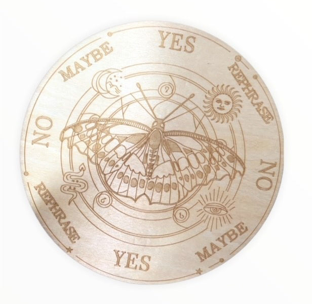 Butterfly Yes No - Crystal Charging Plate Tray - Wood Hot Pad -
Natural - 6 inch - Made in China