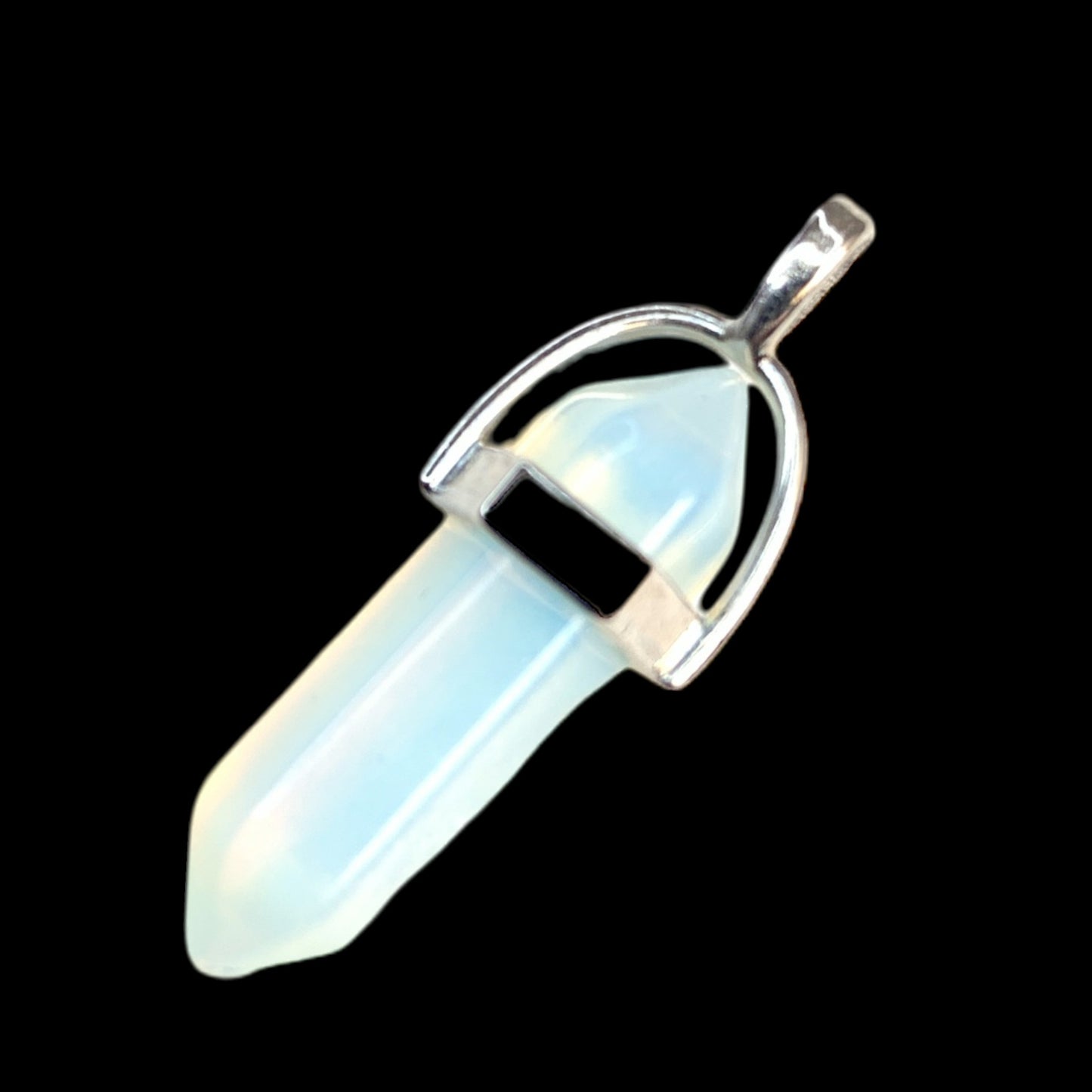 Pendentif en cristal d'opalite - Bélière en laiton - Plaqué couleur platine - NEW922