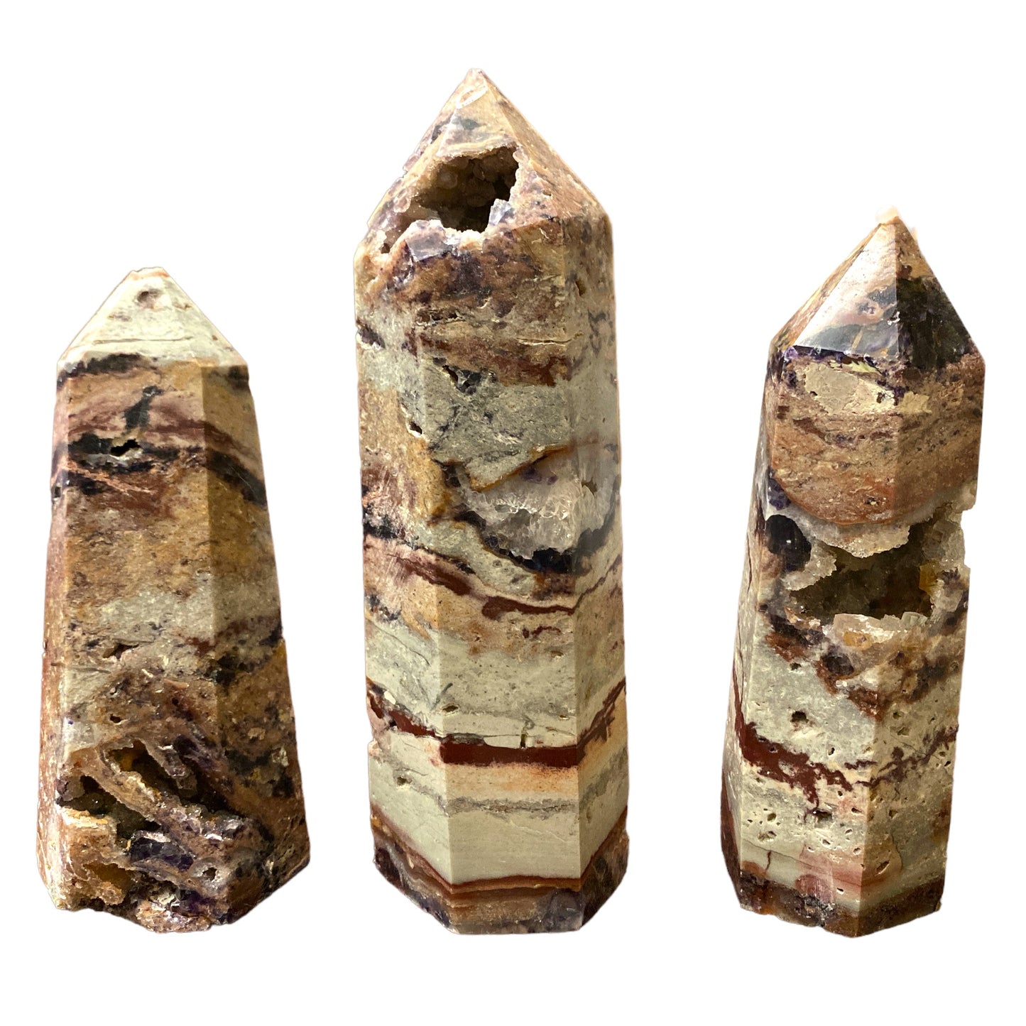 Agate mexicaine - Tours polies - 3 à 5 pouces - Prix au gramme - Chine - NEW722