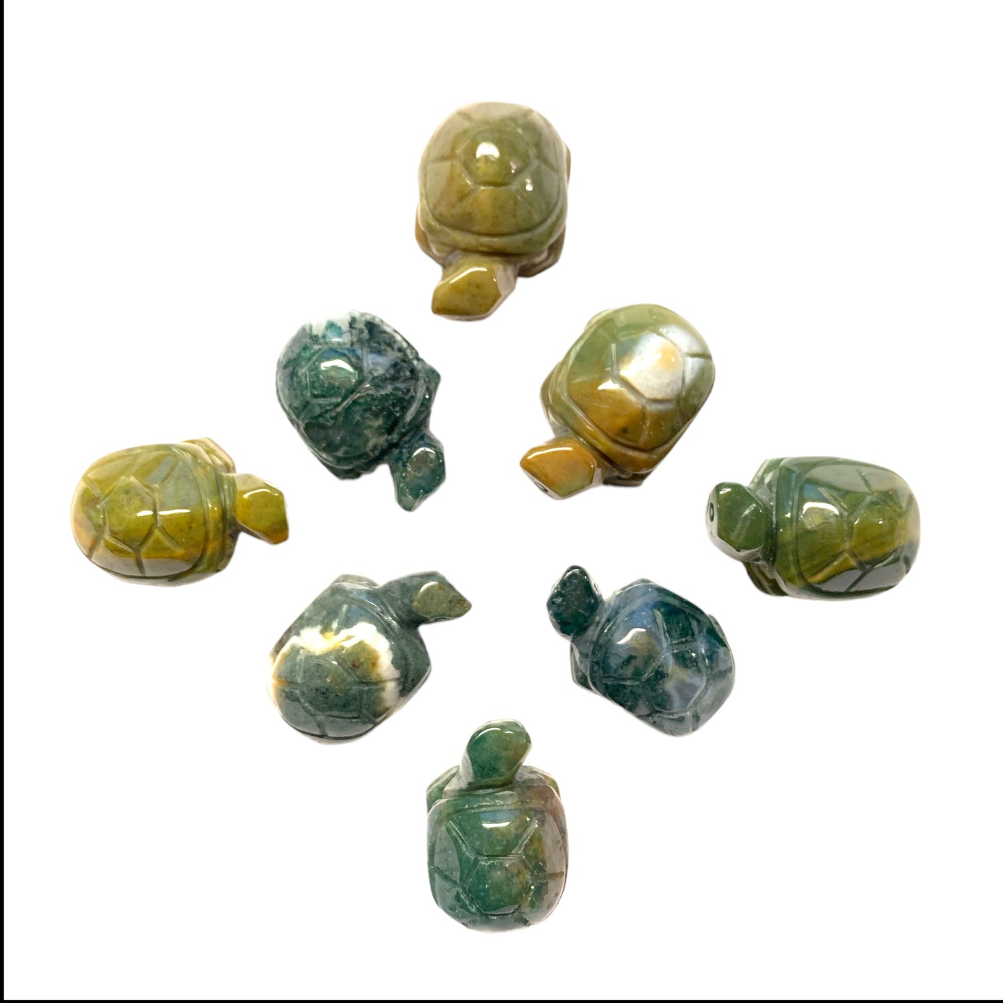 Baby Tortoise - Moss Agate - 28x18mm - Hand Carved - China - NEW223