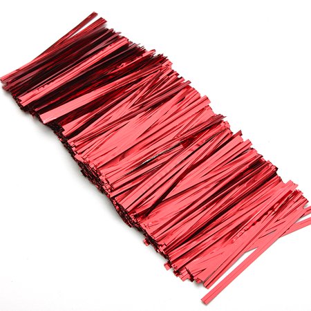 SINGLE WIRE BAG TIES - METALLIC RED 4 inch