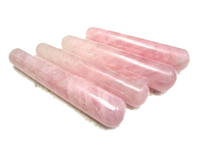 Rose Quartz Smooth Massage Wand 4 - 5 inch (Priced per gram - B2B Ordering 2 = 2 wands) - NEW221