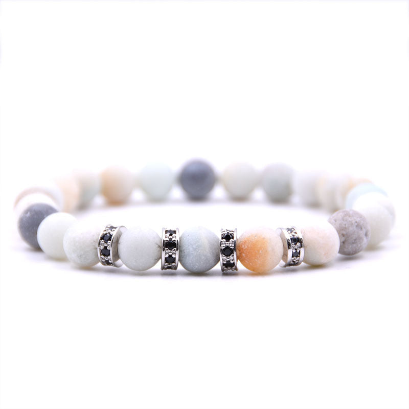 Amazonite Bracelet - Brass - Silver Colour Plated Spacers