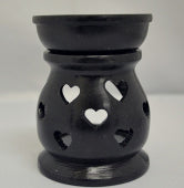Black SOAP STONE Aroma Lamp - Oil Burner - 3 inch