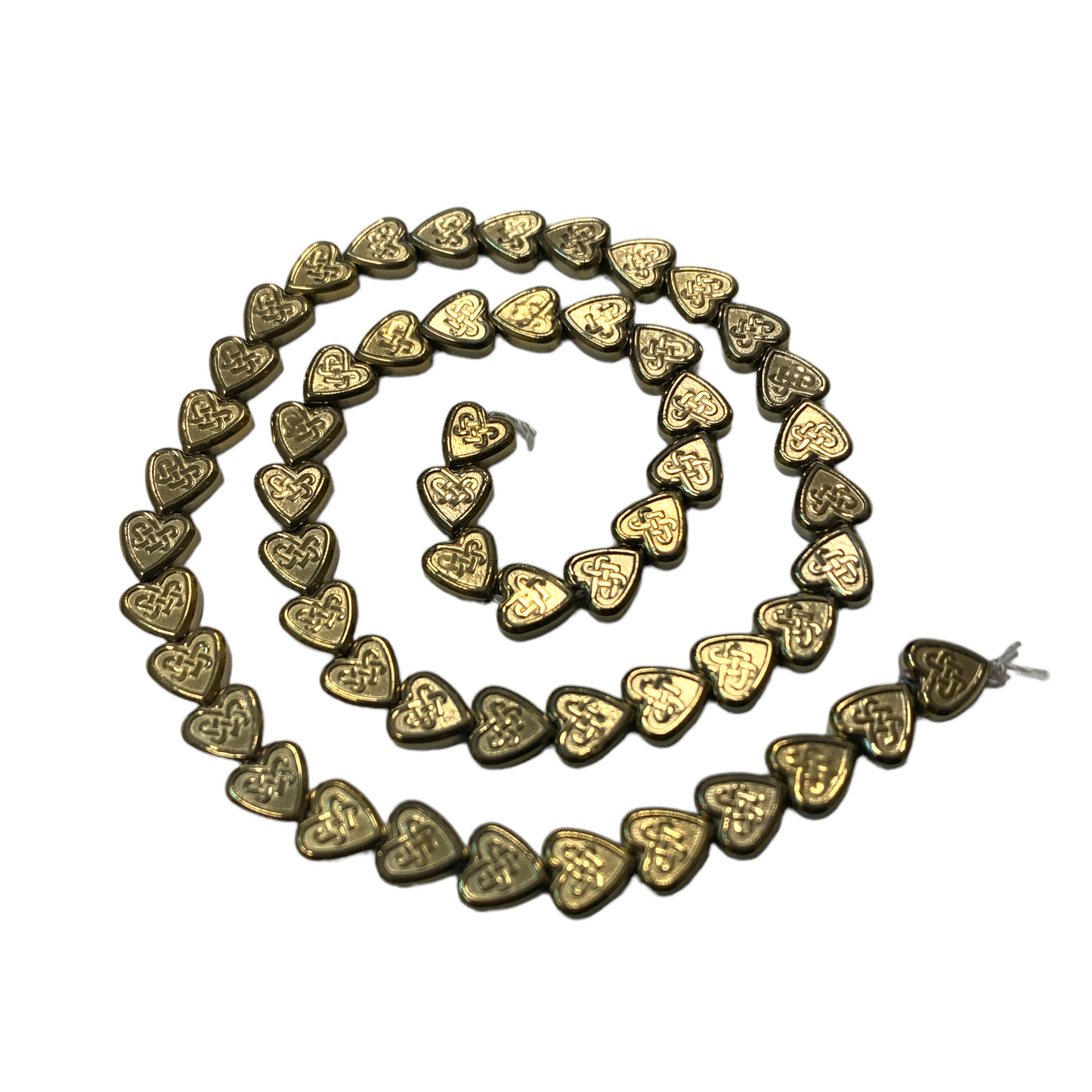Golden Pyrite - 7mm Heart Bead Strand - 15 pouces - Chine - NEW822