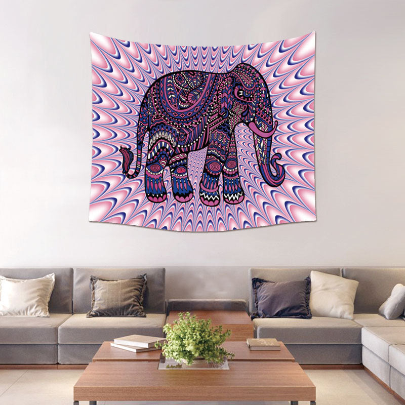Cintre Mural Tapisserie Éléphant Rose - 150x130cm - TOILE D'AUTEL - NEW222 - Polyester