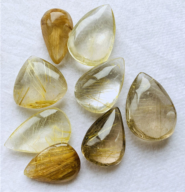 High Quality Gold Rutilated Quartz Crystal Pear Shape Stone - 30 - 40 mm - China - NEW1121