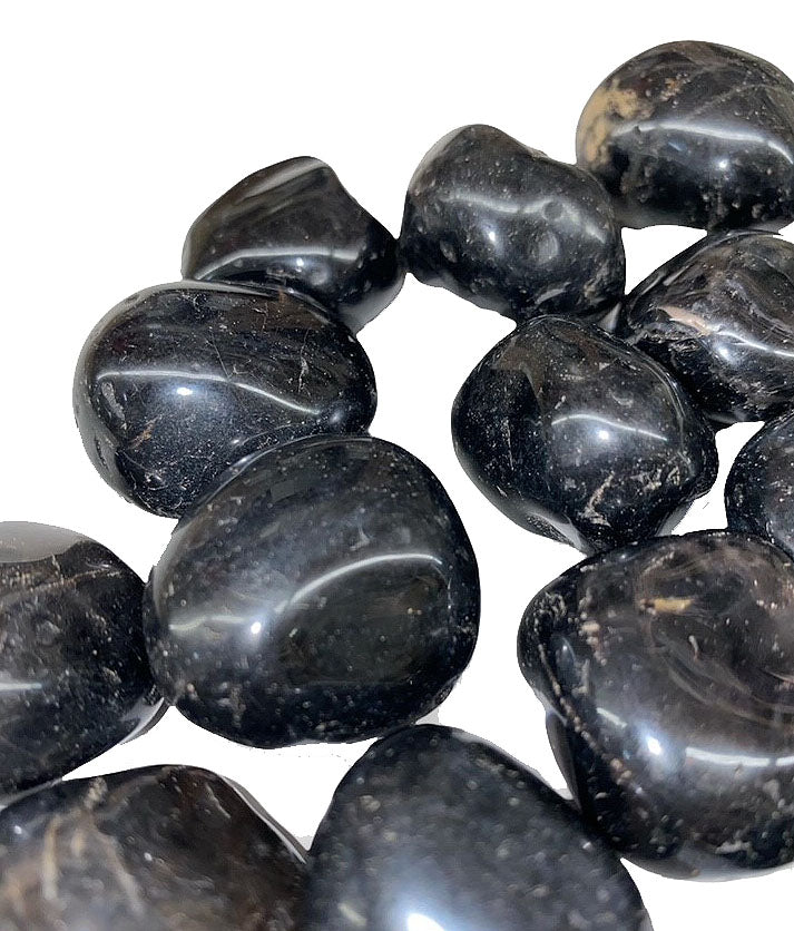 Black Onyx Quality 1 Tumbled Stones - Medium 25 - 35 mm - 1 lb - Brazil - NEW122