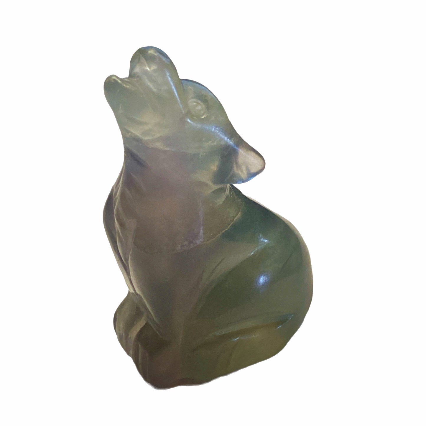 WOLF SITTING HOWLING PURPLE FLUORITE - 57 mm - Price Each - China - NEW922