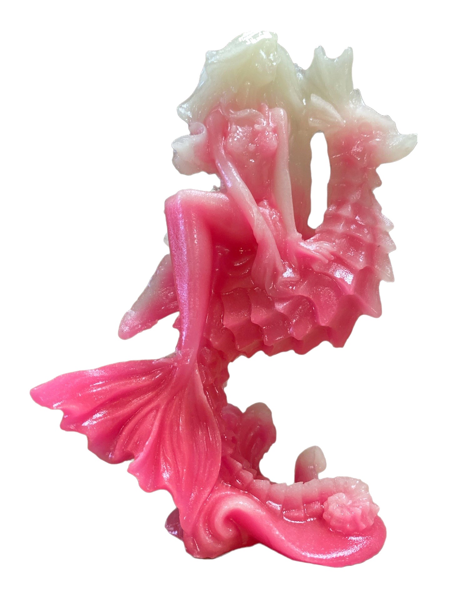 Tall Mermaid Statue - Fuchsia Luminous Resin - 5.75 inches - 15cm - China - NEW1022