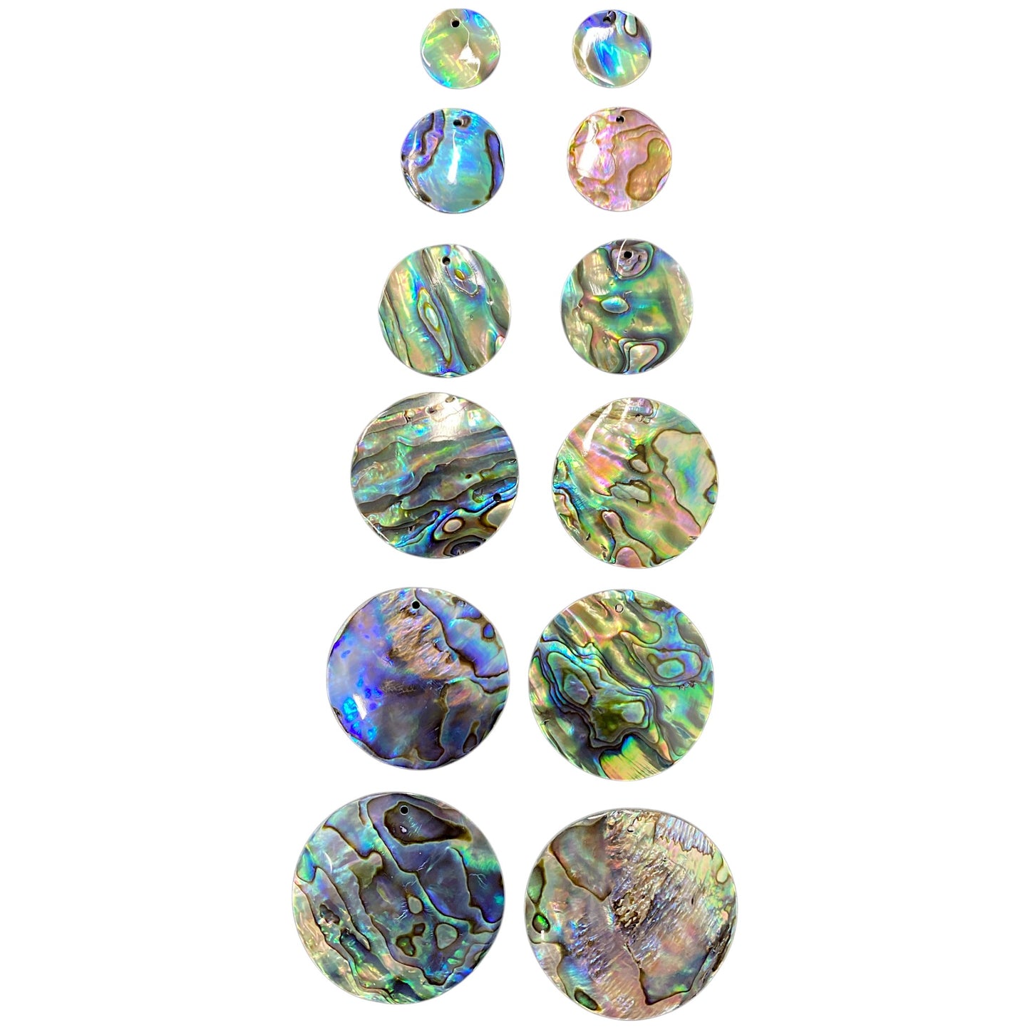 32mm Round Abalone Shell with one 2mm Hole - 1mm Thick - China