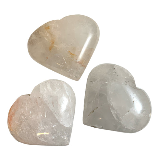 Clear Quartz Pub Hearts – Medium 50-70mm (Priced Per Gram) – Made in India