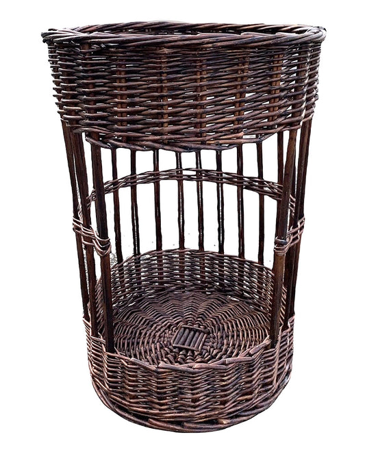 Baguette BREAD BASKET Willow Stained Brown - 18 High X 12 inch Dia.