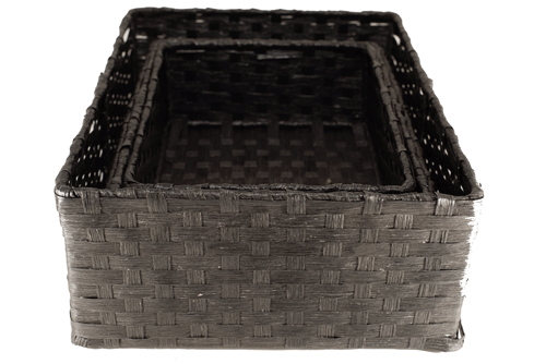 S/4 RECTANGULAR PAPER ROPE TRAYS BLACK