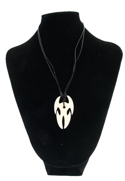 Bone Arrowhead Pendant on Black Cord Necklace