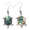 Boucles d'oreilles Turtle Abalone Shell - crochets de boucle d'oreille en laiton - Grade A - Longueur: 1,9 pouces