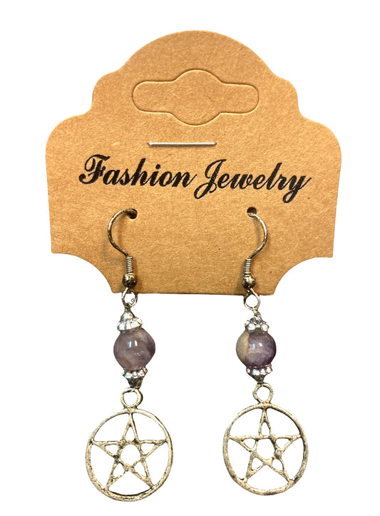 Amethyst Pentacle Earrings - 10g - NEW1021