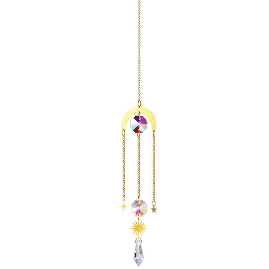 K9 Aura Crystal Hanger Suncatcher Crescent Moon Stars Sun Brass Color Twinkle Hanger - China -