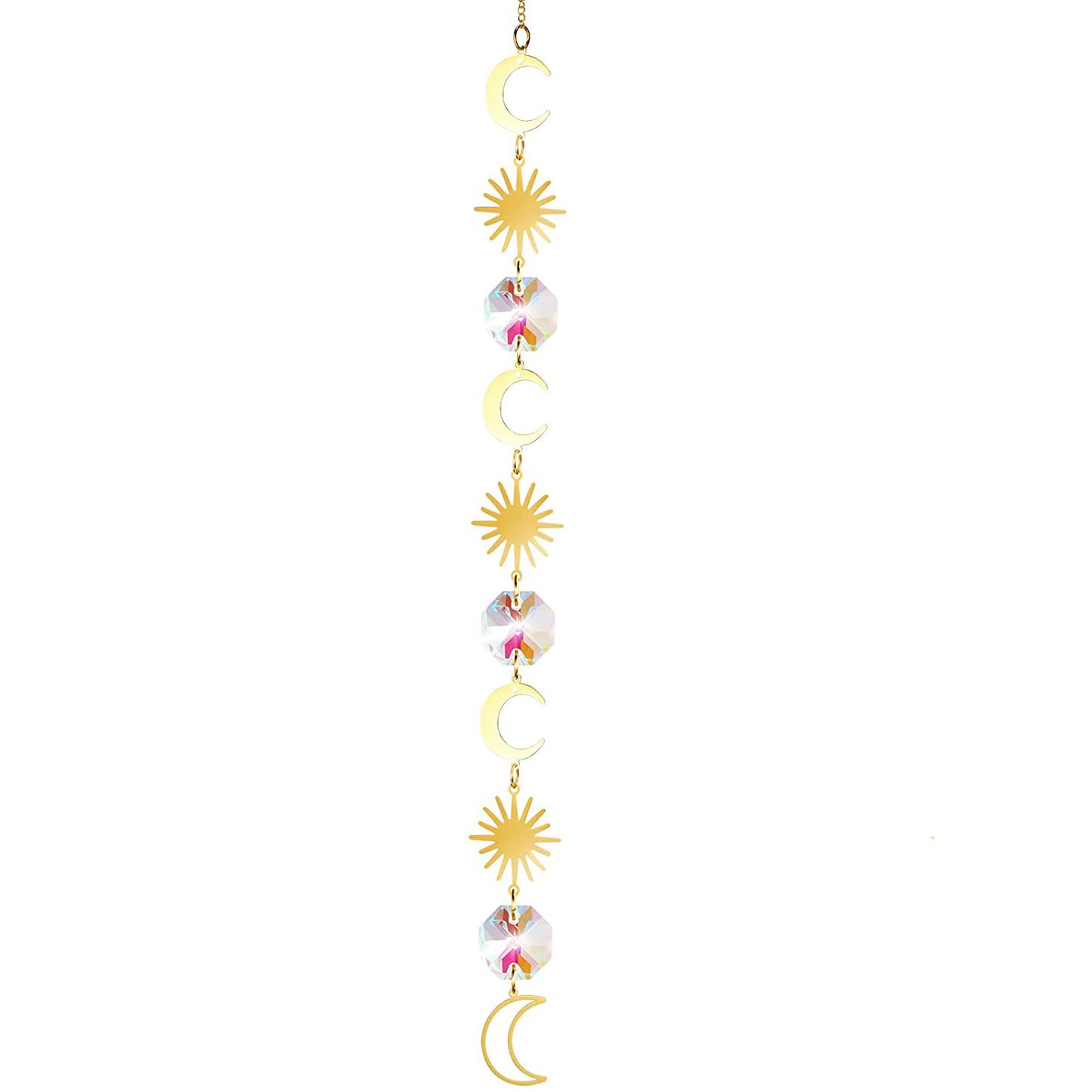 K9 Aura Crystal Hanger Suncatcher Suns Moons Stars Brass Color Twinkle Hanger - Long inch - China