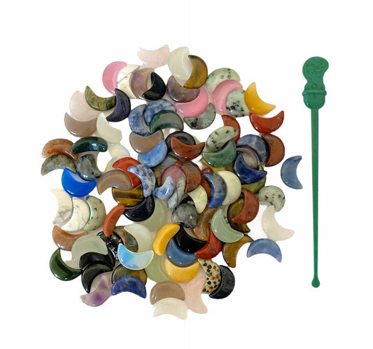 MINI ME - CRESCENT MOONS - ASSORTED STONES - 18mm - China