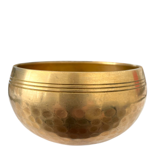 10cm Note E Hammered Singing Bowl with 3 lines - Size 0 - colour Brass - Nepal
