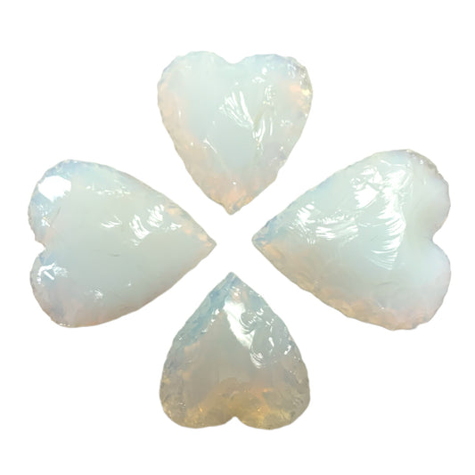 Opalite Flinted Heart - 35mm 20 grams - India - Synthetic