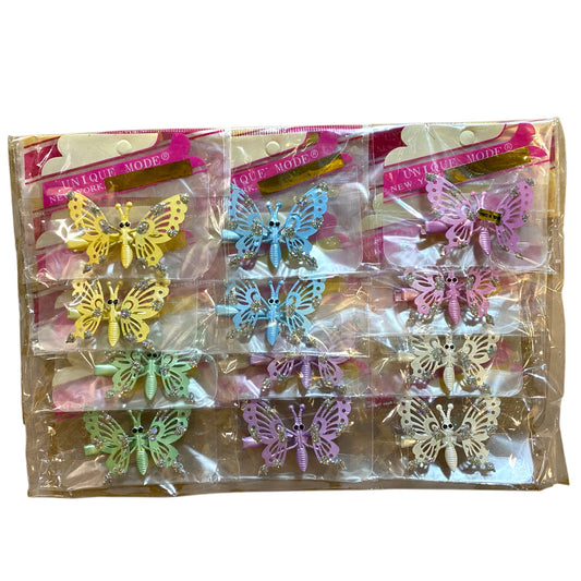 BUTTERFLY Hair Clips 6 Styles x 12 per Card - Assorted styles (72 Total)