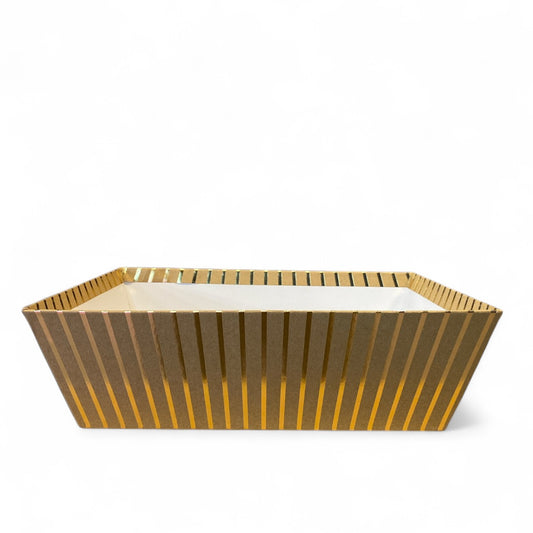 12 x 9 x 3.55 inch Kraft with Gold Strip RECTANGLE Market Trays (12 per case) Fits a 25 x 30 Basket Bag - NEW1025