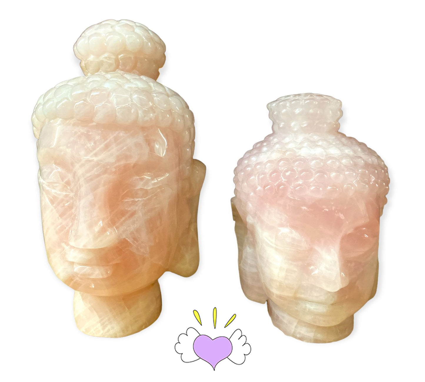 Liu Li Buddha Head - Rose Quartz - Medium-Small - Made in China - NEW722