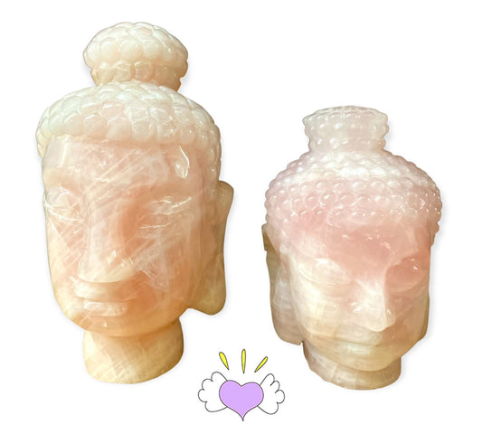 Liu Li Buddha Head - Rose Quartz - Medium-Small - Made in China - NEW722