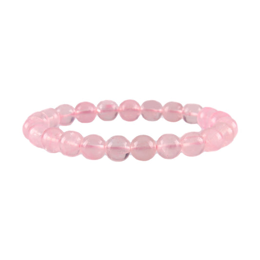 Bracelet en quartz rose - Perles de 8 mm - Environ 7,5 pouces