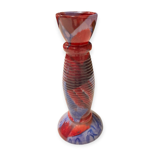 CANDLE STICK Holder MULTI COLORED GLASS 7.5 inch tall - 6 per case