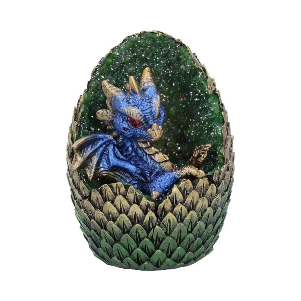 Blue Dragon in Standing Egg - 6 inch - Resin - China - New1122 - Clearance Price