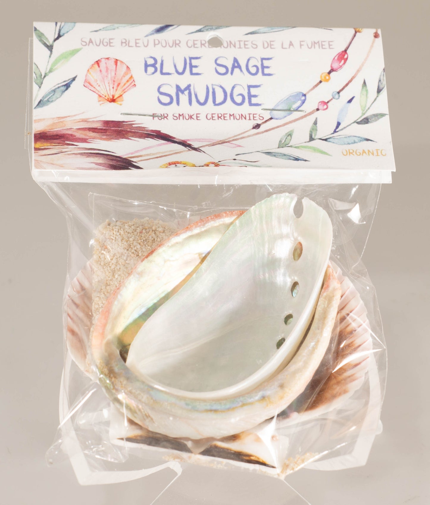 SMUDGE KIT - SCALLOP & ABALONE SHELLS W/SAND