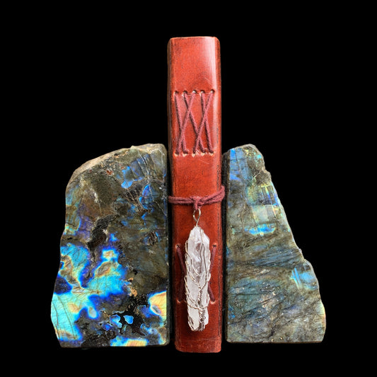 #1 Midnight Labradorite Bookends Set - High Flash - 1950 g total per pair - NEW521 - RED DOT