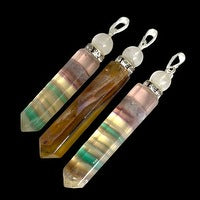 Multi Fluorite Pencil Point Pendant with Sphere & Rhinestones - 40mm 20g - NEW1021