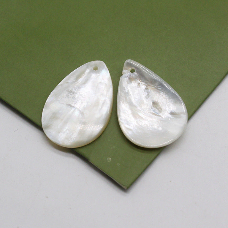 MOP White Shell Natural Pear-Pendant 15x15mm with one Hole - 1g - China