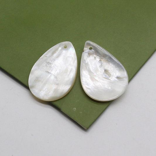 MOP White Shell Natural Pear-Pendant 15x15mm with one Hole - 1g - China