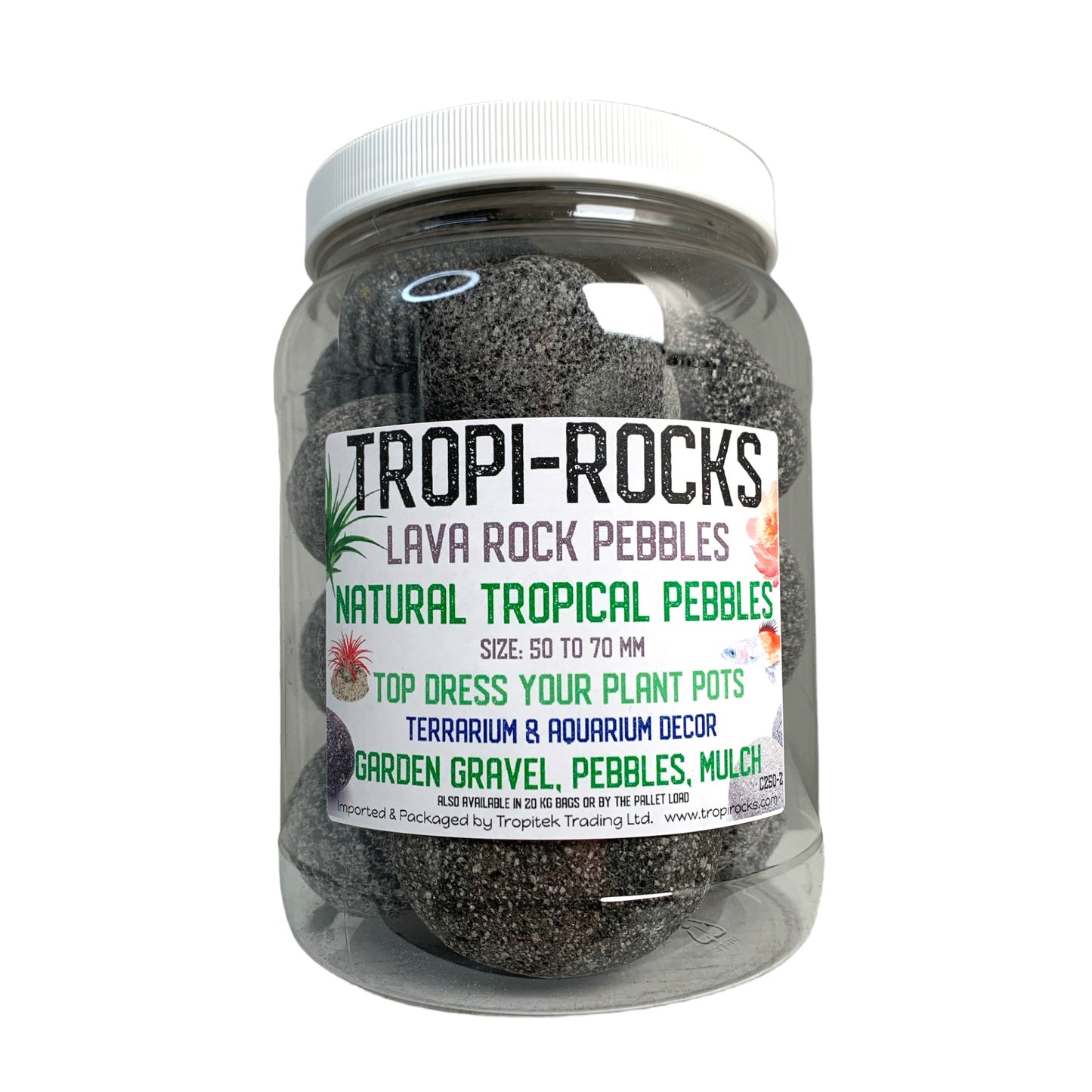 Black Lava Pebble 50 to 70 mm - Medium PB2 JAR