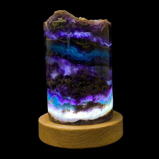 Green & Purple Fluorite CYLINDER LAMP - Average 500 grams - Includes LED Base - China - NEW822