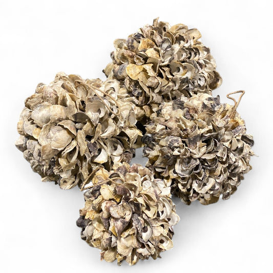 Talaba OYSTER SHELL DECO BALL with Rope Holder - 14 inch - Philippines - NEW723