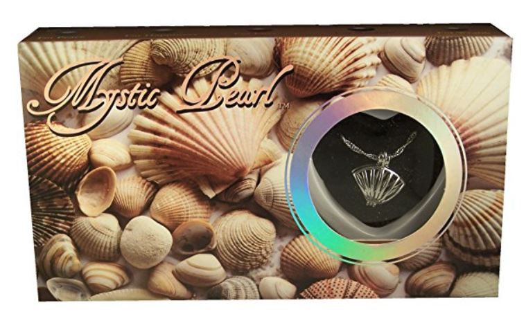 Wish Pearl Scallop Shell Design Box with Clam Pendant and Necklace