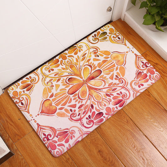 Free@$200 Mandala - Peach Heart on Cream - Polyester Floor Mat - Rectangle - Size 40x60cm - NEW521