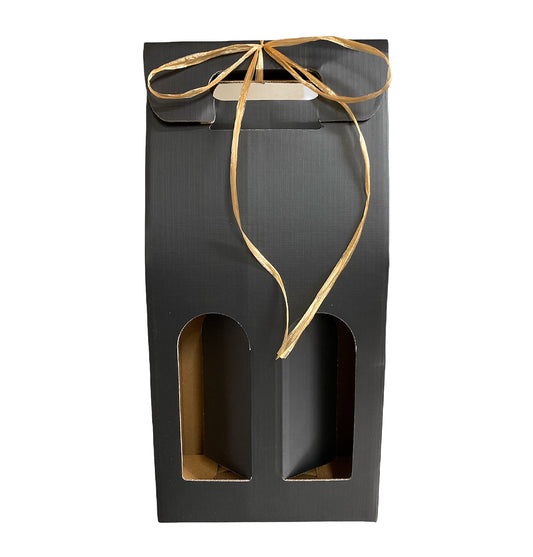 Matte BLACK Double WINE Bottle Carriers 750ml CORRUGATED (40 per inner 80 per master case)