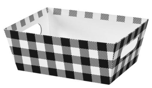 Black & White Plaid Market Tray - Large - 12 x 9 1/2 x 4 1/2 inch - Fits a 25x30 bag