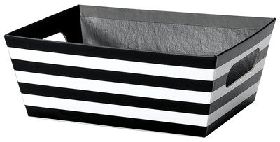 Black & White Stripes Market Tray - Large - 12 x 9 1/2 x 4 1/2 inch - Fits a 25x30 bag