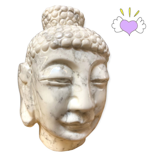 Liu Li Buddha Head - White Howlite - Large 6x4x4 inch - 2154g - Made in China - NEW722