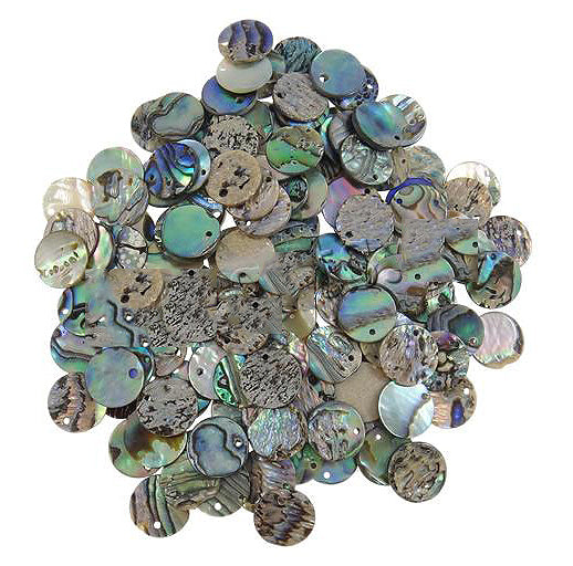 Abalone Shell Rounds Flat - Natural -  10mm with 1 Hole Approx 1mm - NEW222