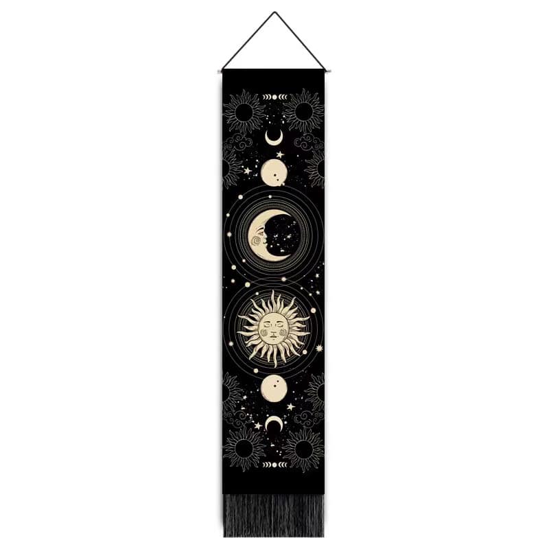 Sun & Moon Phase Tapestry Wall Hanger - 12.5 wide x 51 inch long - 32.5×130cm - China -LINEN BANNER